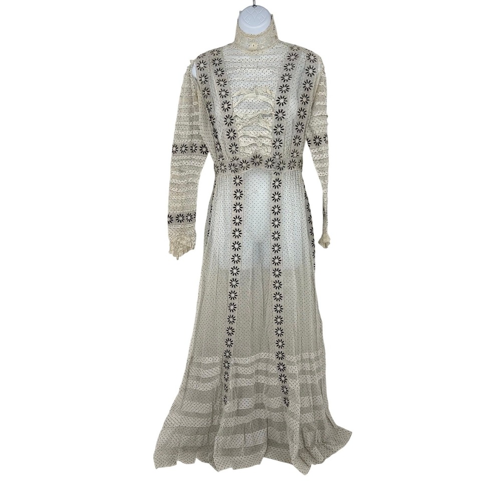 Antique Edwardian Pintuck Lace Tea Dress AS IS
